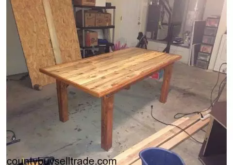Hand Crafted "Beetle Kill Pine" Wooden Dining Room Table